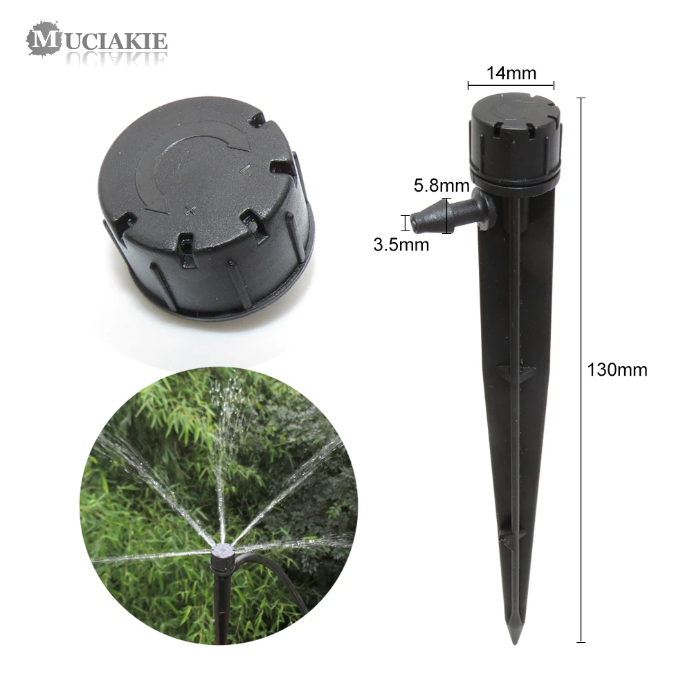 MUCIAKIE 20PCS 180 Degrees Garden Sprinklers 13cm Black Dripper 5 Holes Emitter Garden Micro Spray Adjustable Water Nozzle