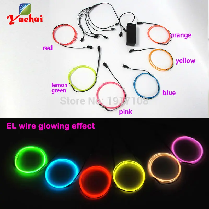 1Meter 6pieces multicolor 1.3mm electroluminescent wire light flexible EL wire neon tube rope For toys/craft tree Wedding decor