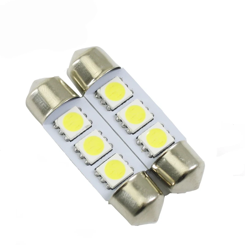 Led car festoon light 3 SMD 5050 6000k white interior bulb reverse dome parking reading lamp auto light soure 36mm 39mm 41mm