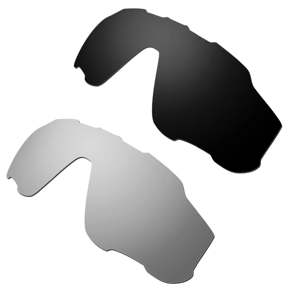 

HKUCO Black/SIlver 2 Pairs Polarized Replacement Lenses For Jawbreaker Sunglasses 100% UVA & UVB