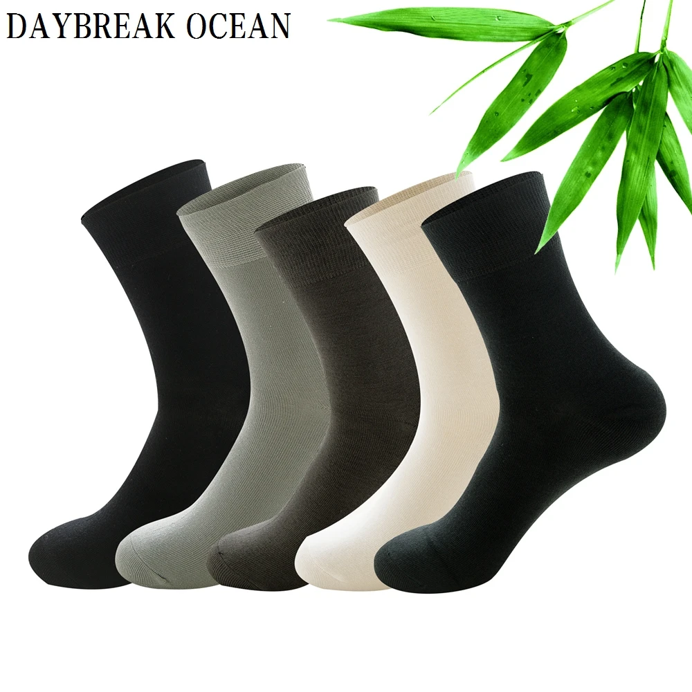 

Brand New Quality 5 pairs Men Bamboo Fiber Socks Casual Business Anti-Bacterial Deodorant Socks Spring Summer Men's Socks