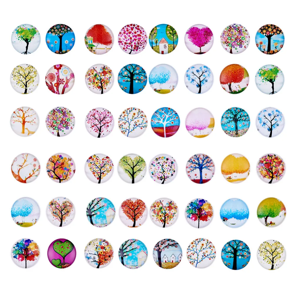 

Tree of Life Printed Half Round Dome Glass Cabochons 10 12 14 18 20 25 30mm Mixed Color 100-200pcs