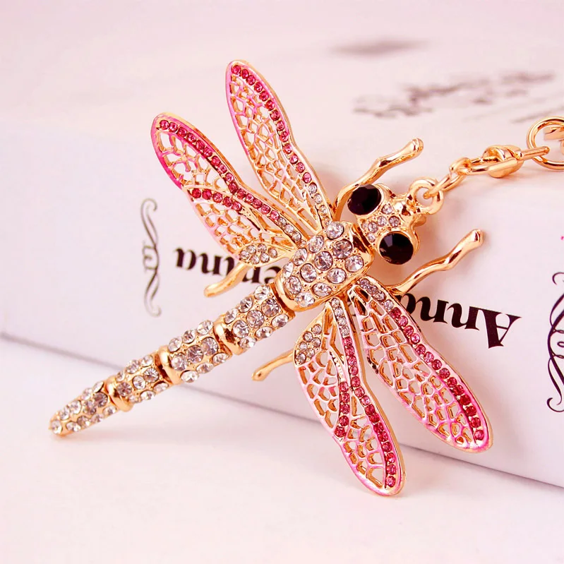 2026 Lovely Crystal Dragonfly Keychain For women Purse Handbag Car Key Keyring Keychains Wedding Birthday Gift Party Jewelry