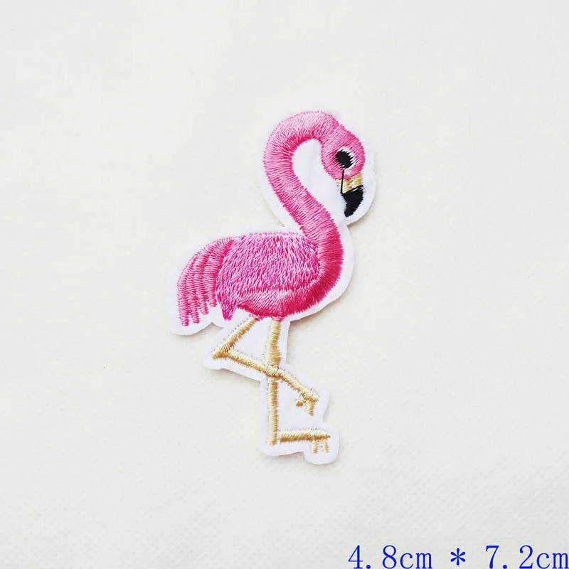 Bird Animals Embroidery Iron On Patches For Clothing DIY Flamingo Stripes Kids Garment Jeans Stickers Applique Embroidered Badge