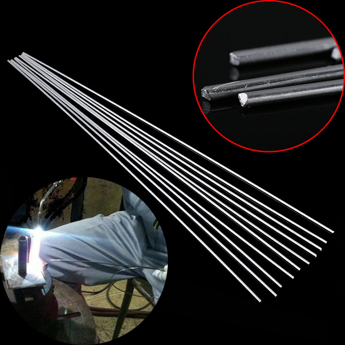 

10pcs 2.4mm*450mm Silver Low Temperature Welding Rod Metal Aluminum Magnesium