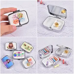 Portable colorful Pill cutter Splitters Folding pill case Metal Pill box for Medicines Organizer color random