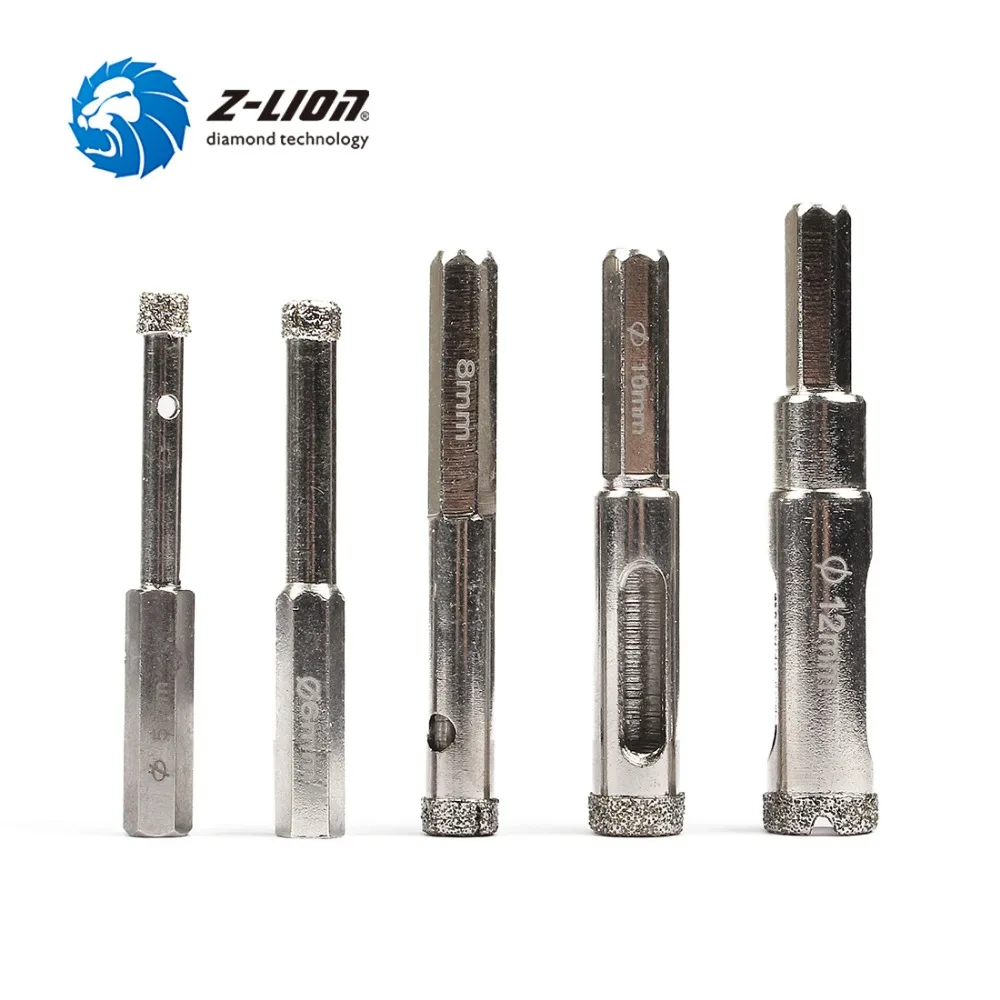 Z-LION 5pcs Diamond Bur For Glass Bloco Marbles Tile Wet Saw Core Drill Bit Glass Hole Drill Abrasive Tool for DIY craft