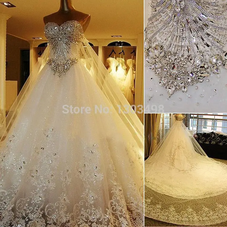 Hot Sales Luxurious Lace Crystals Wedding Dress Bridal Gown vintage wedding gowns Made In China Custom Made Size