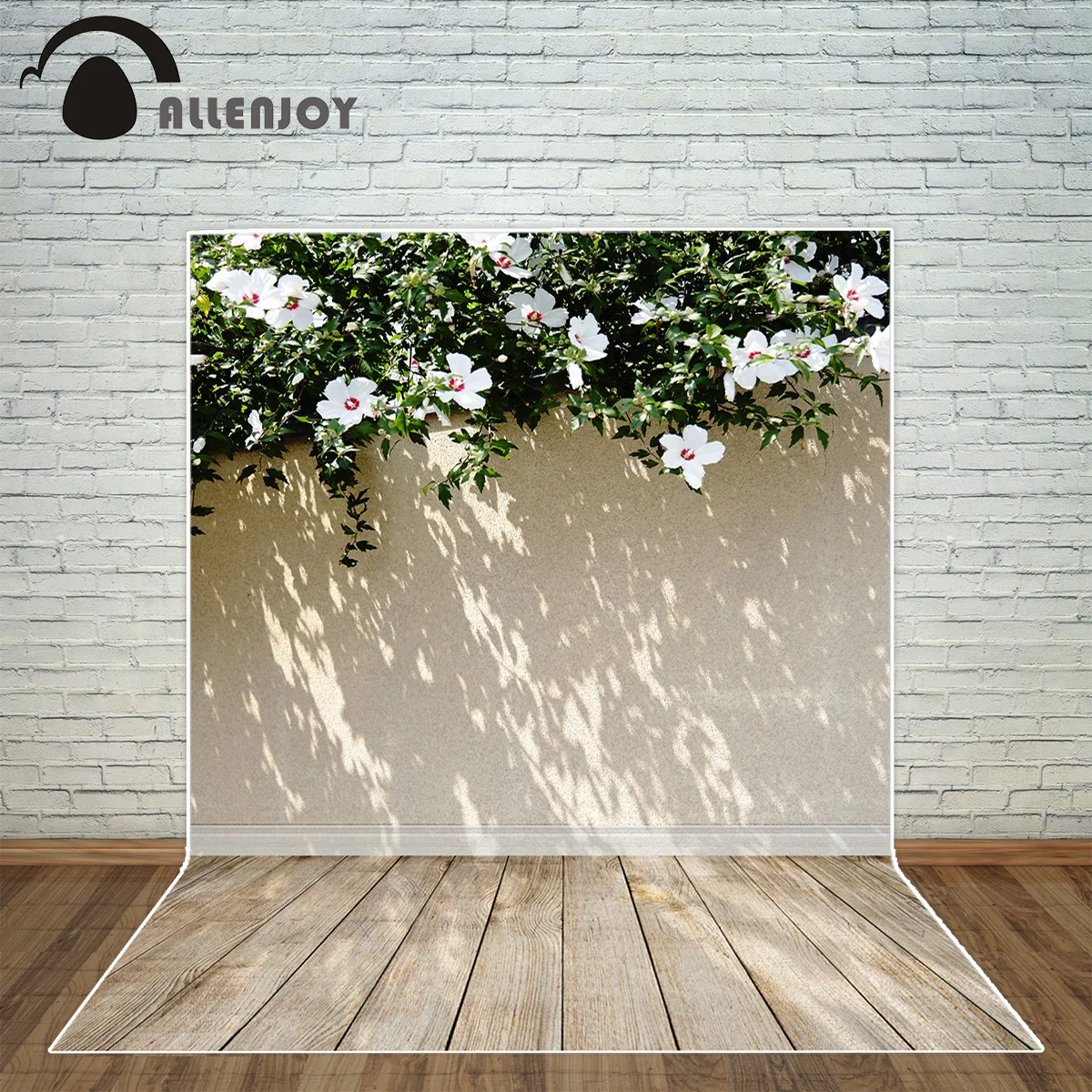 Allenjoy backgrounds for photography studio white flowers plants vintage wall woodboard floor wedding backdrop new photocall