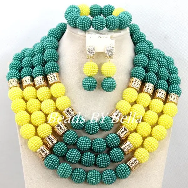 Hot Sale Nigerian Wedding Party Jewelry Set African Beads Set Women Fashion Necklace Bracelet Set New Free Shipping ABY261