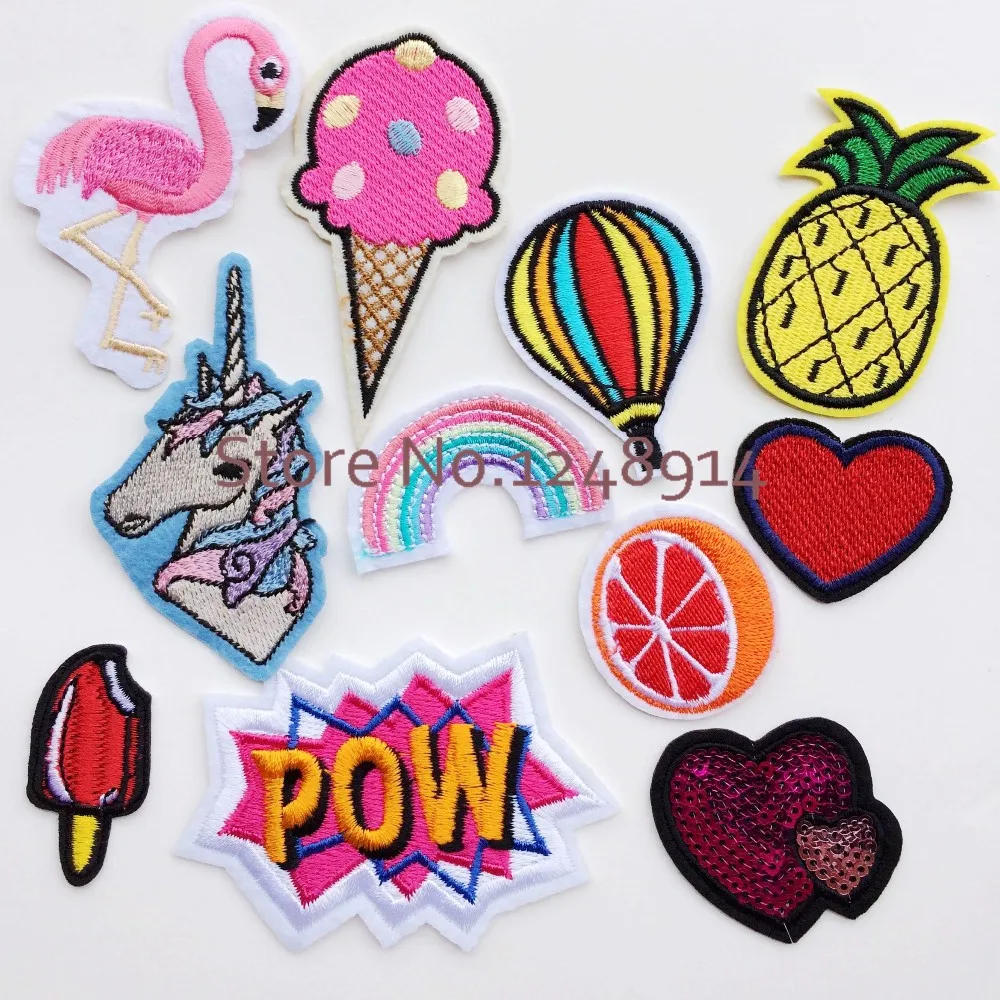 2pcs Cute  Patch for Clothing Cartoon Badges Iron On Patches Sewing Fabric Patch Stripes Diy Patch Sticker
