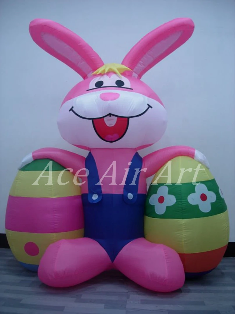 Inflatable Bunny with Easter Eggs for Easter Decorations, Big Bunny, Carrying 2 Eggs