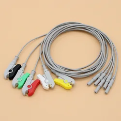 5-leads EEG/EMG/ECG/EKG din1.5 holter cable, Leadwire of Electrode Clip for disposable electrode pad and eeg cap.