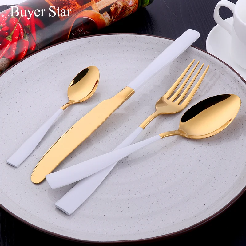 16/24Pcs Wholesale Flatware Set Stainless Steel Cutlery Set Knife Fork Spoon Kits Metal Western Kitchen Dinnerware Restaurant