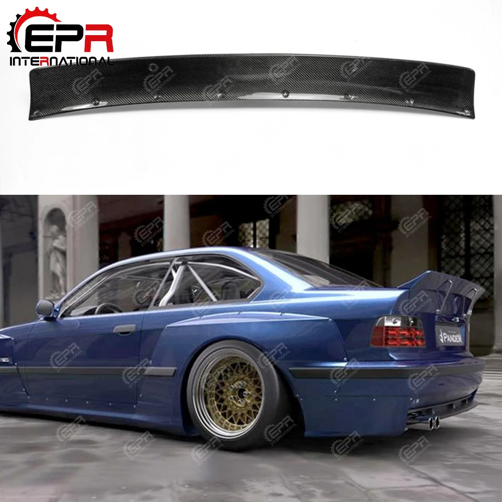 For BMW E36 RB Style Carbon Fiber Rear Spoiler Glossy Finish Trunk Splitter Lip Fibre Bootlid Wing Tuning Kit Drift Trim