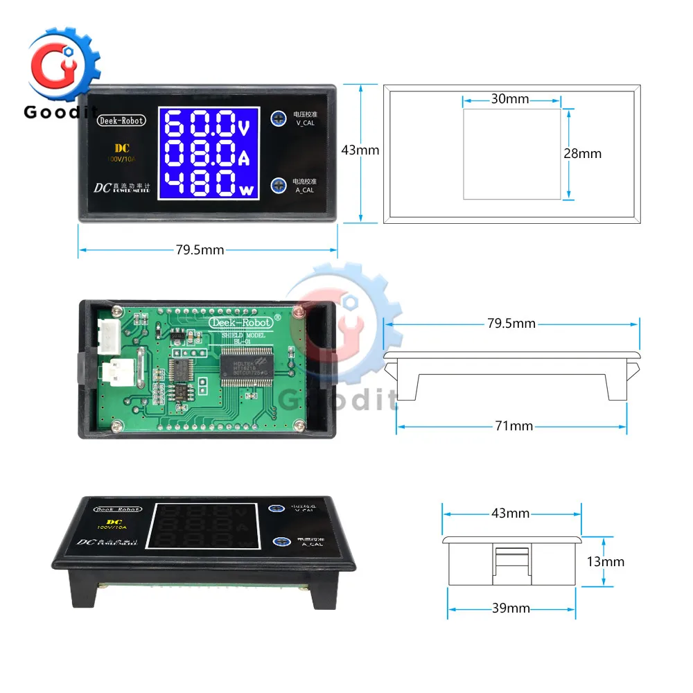 999W DC 0-100V 10A LCD Digital Voltmeter Ammeter Wattmeter Voltage Current Power Meter Volt Detector Tester Monitor 12V 24V 36V