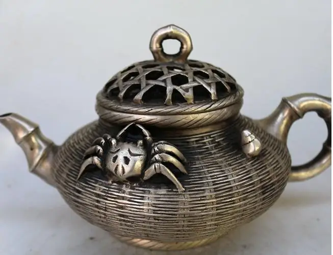 Antique old QingDynasty silver pot--Bamboo bottle ,handmade crafts,Decorationcollection&adornment,Free shipping