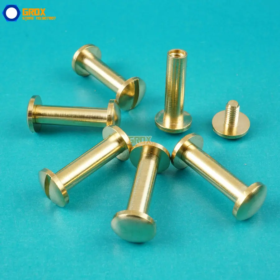 

50 Set 8*15mm Solid Brass Rivet Chicago Screw for Leather Craft Belt Wallet / Cambered