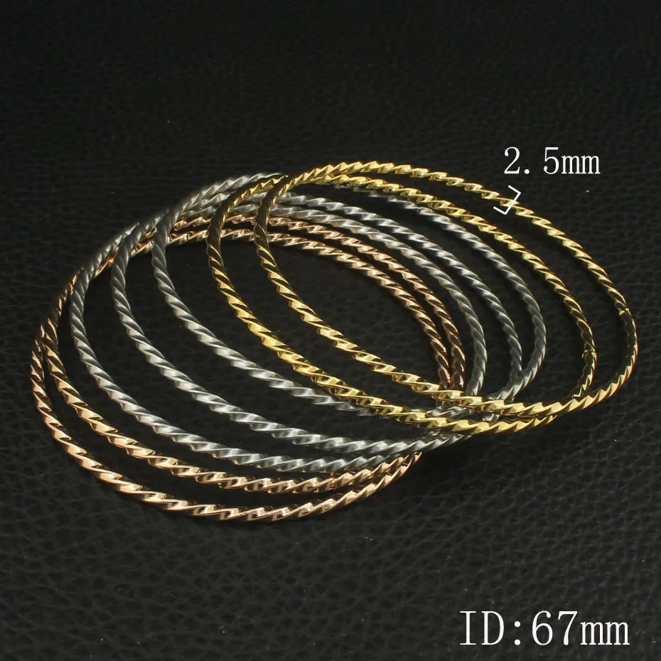 67mm Newest Personality Simple Round Stainless Steel Jewelry 3 Colors Cuff Bangles For Women BFAZAGBI