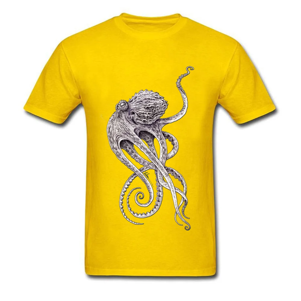 Retro Black T-shirt Men Elegant Octopus Print T Shirt Steampunk Tops Tees Personalized Short Sleeve TShirt Father Day Gift Cloth