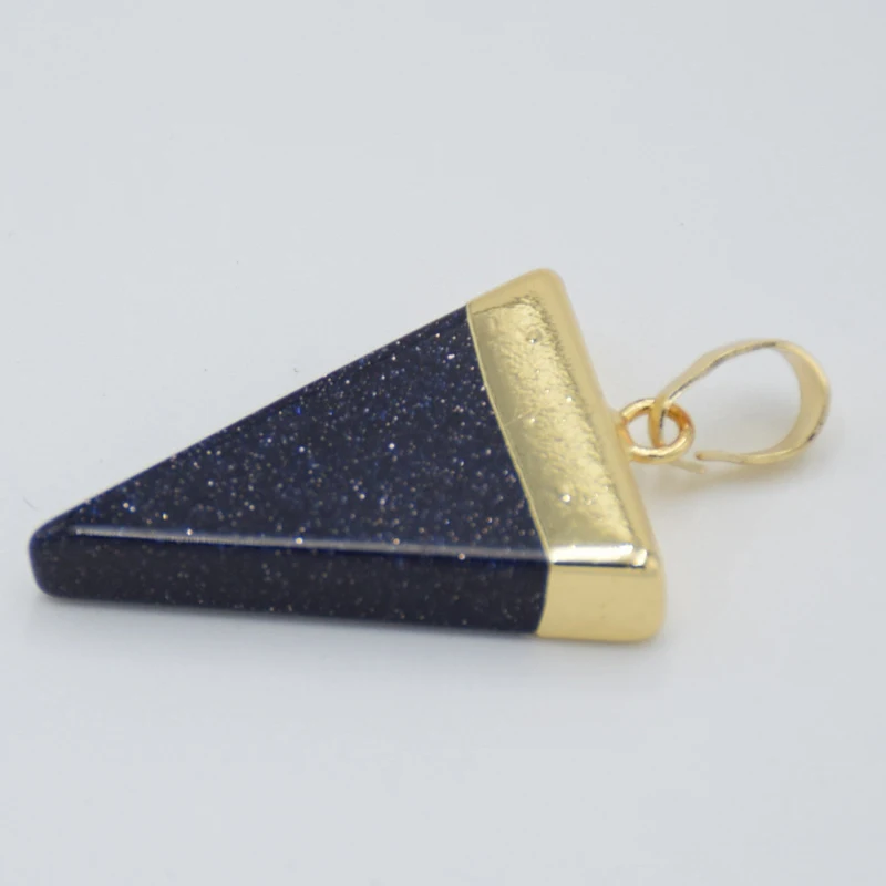 Hot Selling Simple Gold color Natural Trendy Blue Sand Stone Charms Necklace Pendants for Female Jewelry Making DIY Accessories