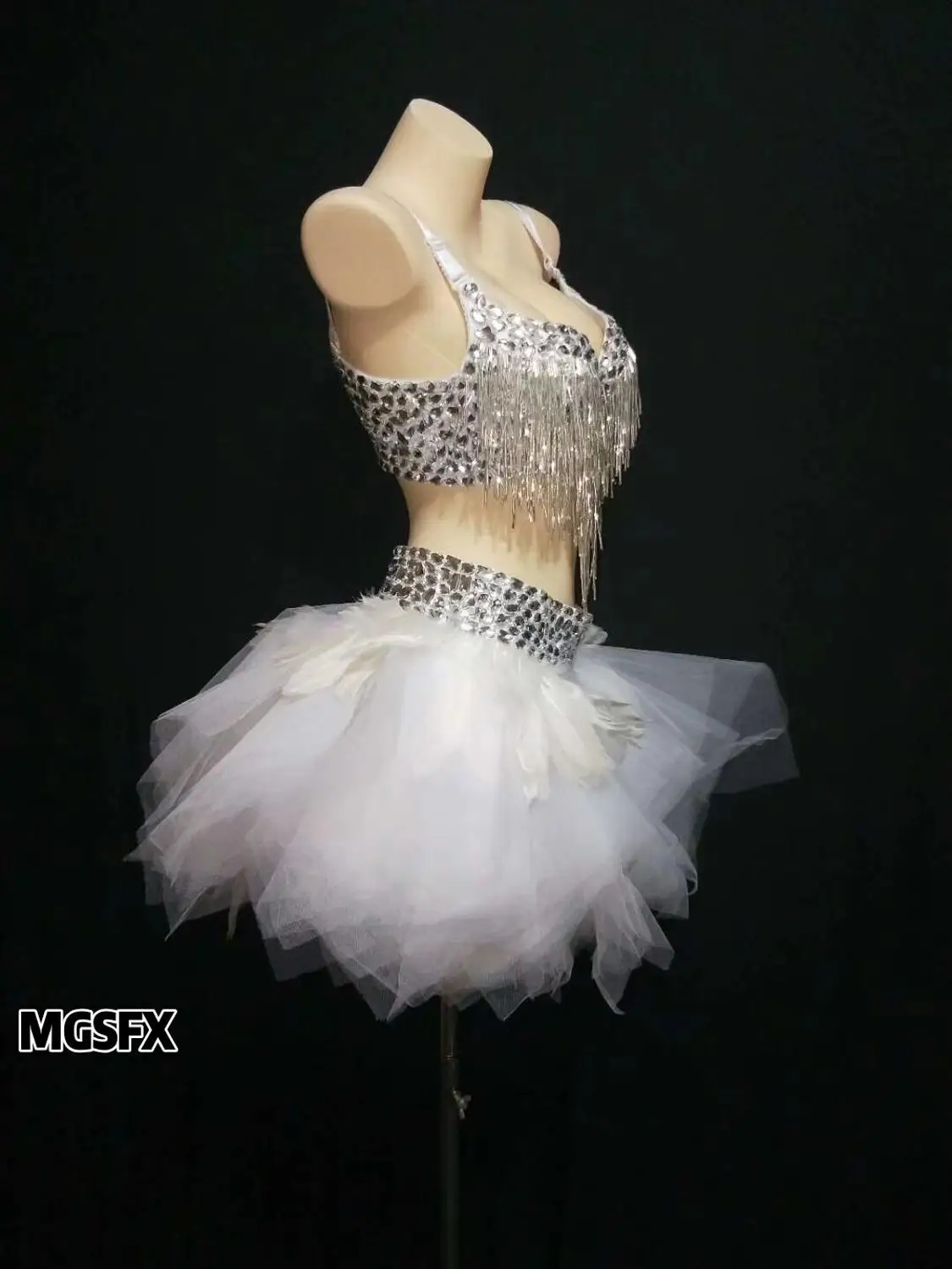 Hand-Sewn crystal Diamond Jazz Latin dancer dress Ladies ds ballet costume ballroom singer disco dj dance dresses