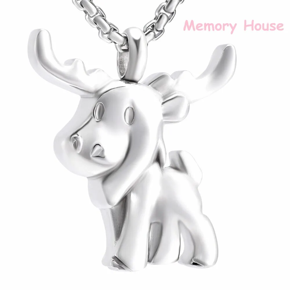 JJ001 Personaized David's Deer Cremation Jewelry Hold Pet Funeral Ashes Keepsake Memorial Urn Necklace Pendant- Stainless Steel