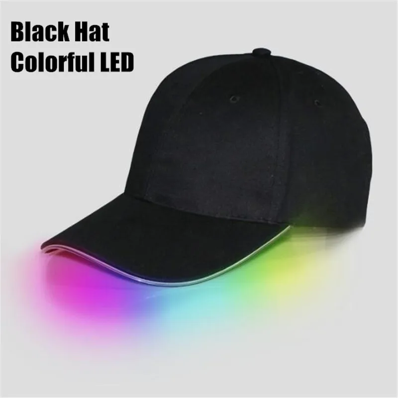 

200p! Unisex Men&Women LED Glow Colorful Baseball Hat Boy&Girl Teenager LED Light Cap In Dark Party Club Props Hip Hop Visor Cap