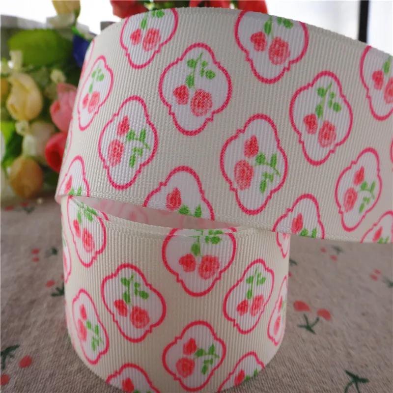 1" 25mm, 1-1/2" 38mm 10 Yards Blumen bedruckte Ripsbänder DIY Haarschleifen handgemachte Materialien MD18010120 – Detail 6