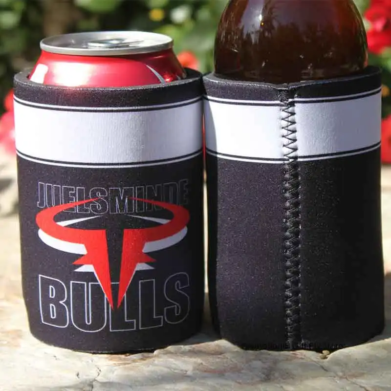 150pcs/lot Customized Logo Neoprene Stubby Holder With Solid Base Beer Can Cooler For Food Cans Top and Bottom Stitching