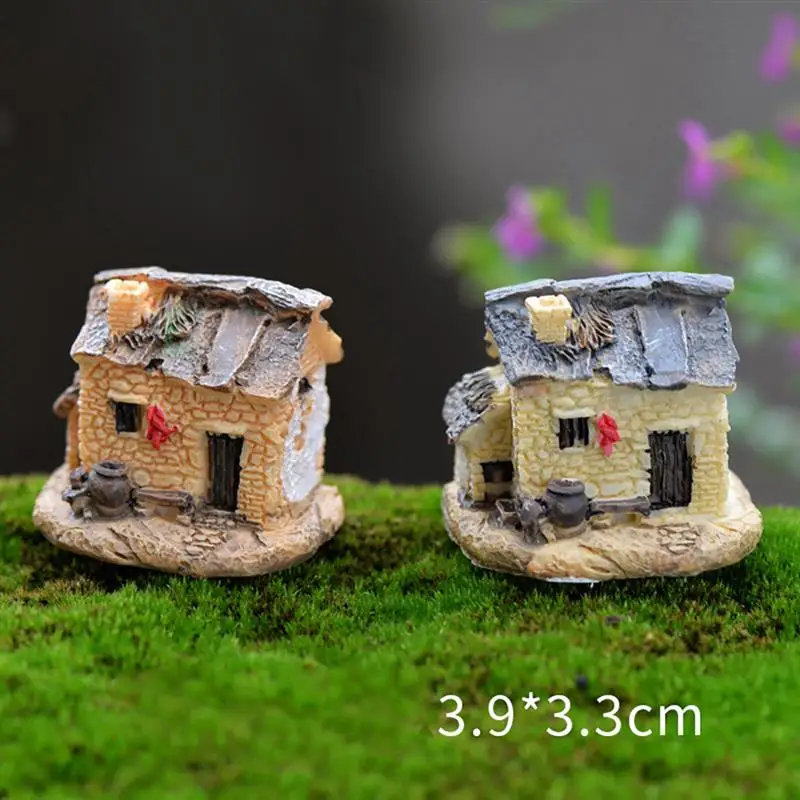 1 Pcs Mini Small House Cottages Natural Resin Toys Crafts Figure Moss Terrarium Fairy Garden Ornament Landscape Decor Home Decor