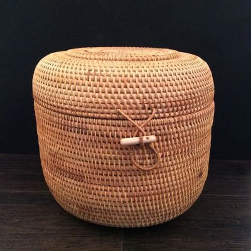 

Hand-Woven Rattan Basket Storage Box Sundries Tea Box Rattan Products Storage Basket Home Decoration Panier Osier