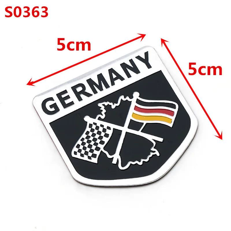 3D Metal Germany German National Flag Badge Car Front Grill Grille Emblem Sticker Racing Sports Decal for VW Benz BMW Audi Sline