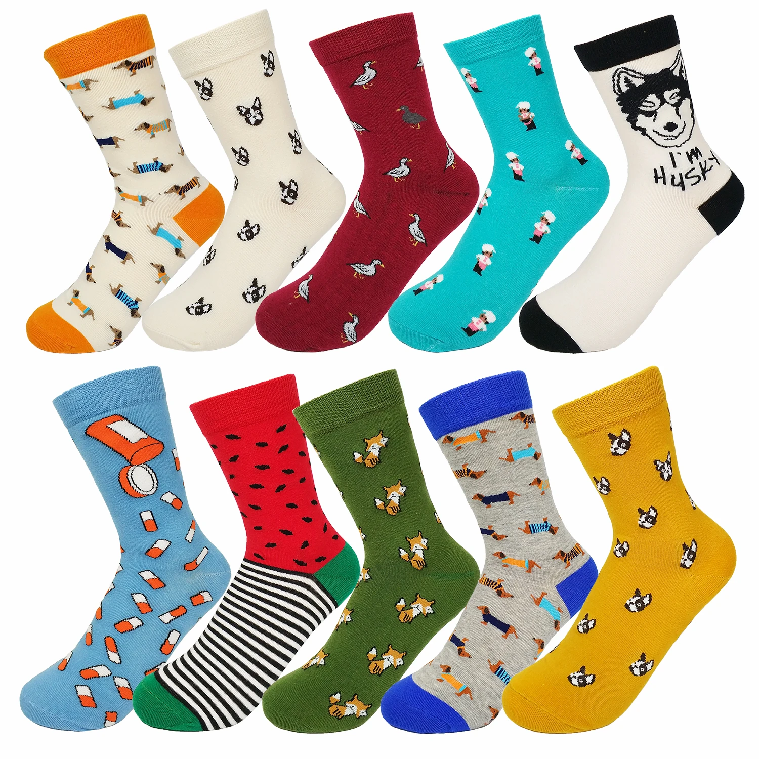 

New fashion women men colorful dog cotton socks Spring couple lover Casual Pill Fox neutral red sock Hot