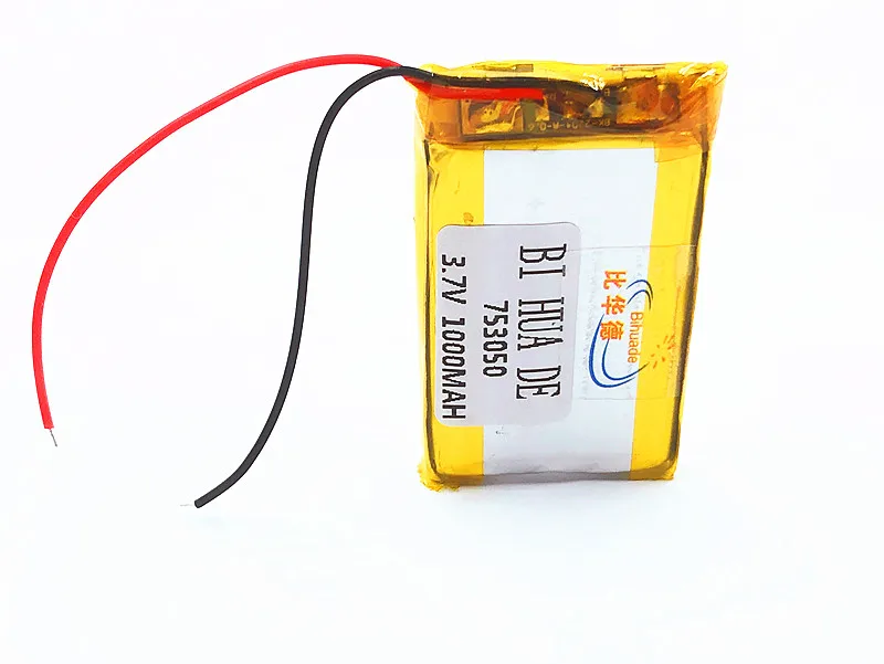 3.7V polymer lithium battery 1000mAh Rechargeable Li-ion product battery 753050 For DVD MP3 MP4 Bluetooth Speaker Tablet