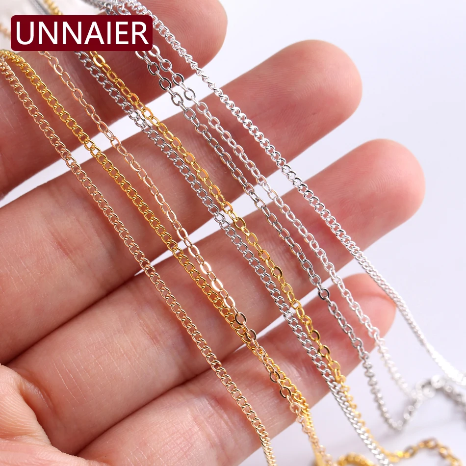 UNNAIER 1 meter, earring tassel chain 1.5mm thin chain connecting chain metal alloy handmade ear wire diy earring accessories
