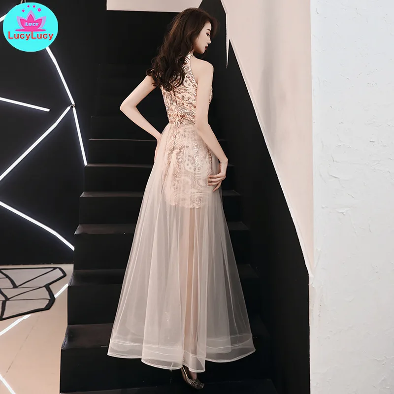 Imagen 5: Vestido pequeño dorado para mujer, sección corta, sexy, Reina, campo de gas, fiesta de cumpleaños, banquete, 2019