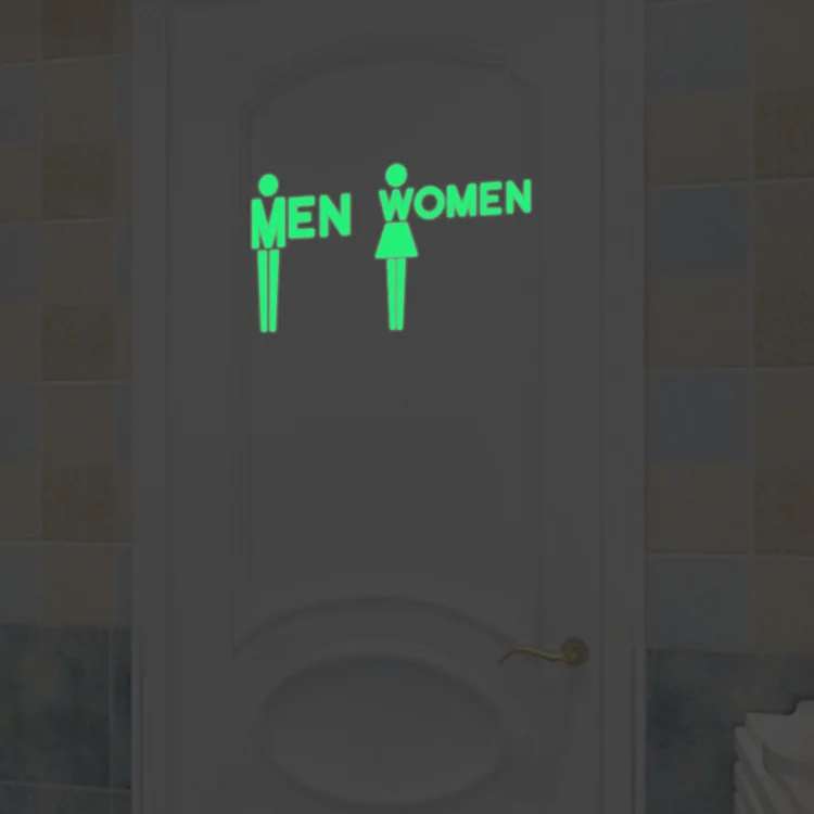Kreative leuchtende Aufkleber für Männer und Frauen, für Toilettentüren, Wand, leuchten im Dunkeln, Wanddekoration, fluoreszierende Badezimmer-Heimdekoration, Aufkleber – Detail 2