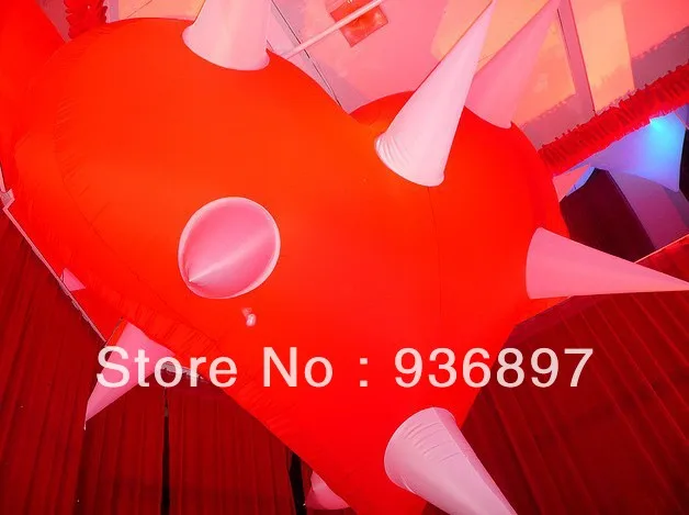 Led Lighting Red Inflatable Heart Balloon For Stage Bar Wedding Party Decoration With Blower Led Light