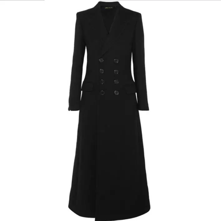 

New Winter Coat Women woolen Long Coat Fashion Wool Coat Temperament Slim Double-breasted 2XL
