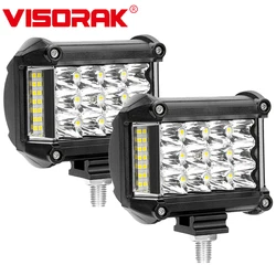 VISORAK-Luz LED de trabajo para motocicleta todoterreno, 4 pulgadas, SUV, ATV, 4x4, 4wd, Harley, Jeep, Hummer, Ford, Pickup, Scania, Volvo, camión