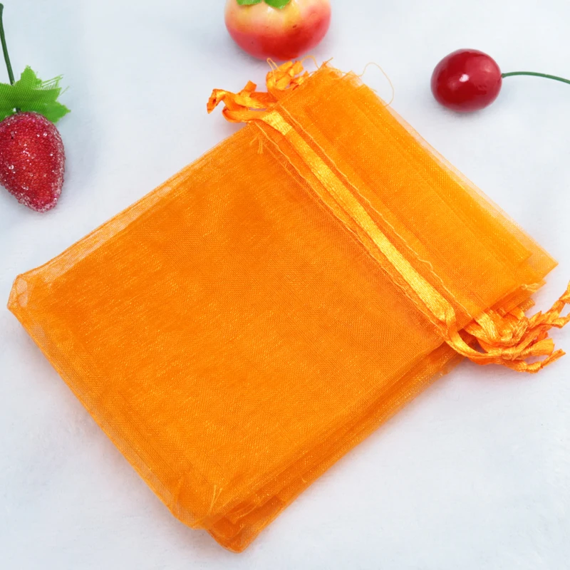 Free Shipping 200pcs/lot Orange Organza Bag 20x30cm Big Wedding Favor Gift Bag Jewelry Boutique Packaging Bags Organza Pouches