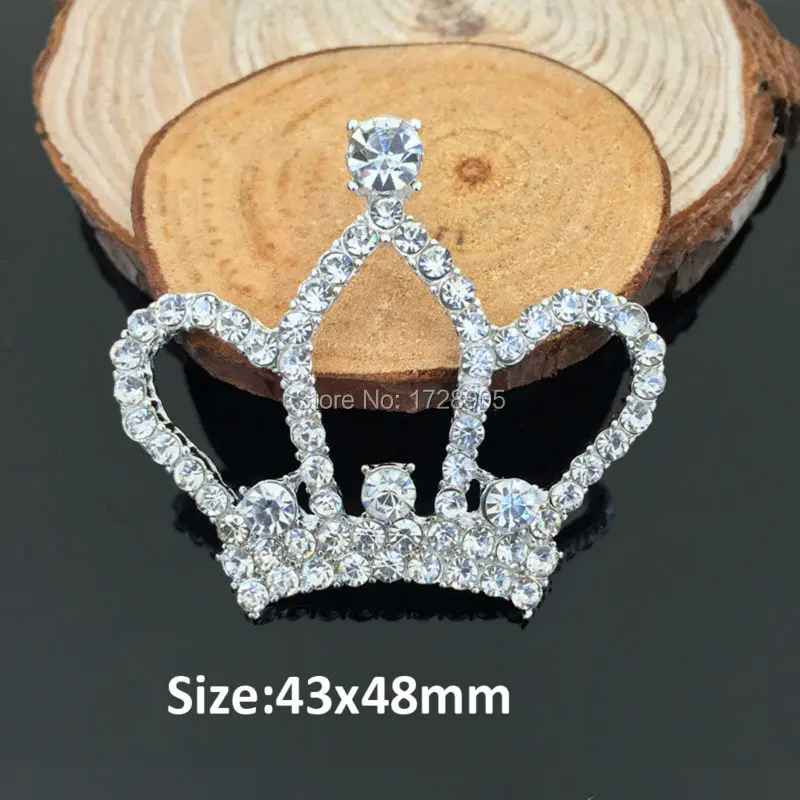 Crown Buttons Embellishment DIY Handcraft Jewelry Accessories Crowns 5 Pcs Large 43*48 mm Alloy Full Crystal Rhinestone