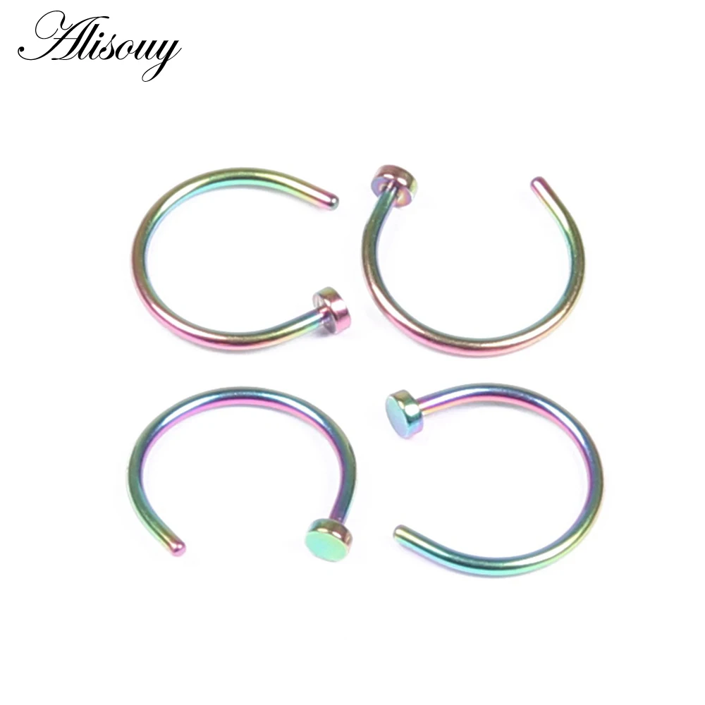 Alisouy 1PC Fake Nose Ring Labret Lip Ring C Clip lip Piercing Helix Piercing Tragus Faux Nose Rings Hoop Neus Nostril Septum