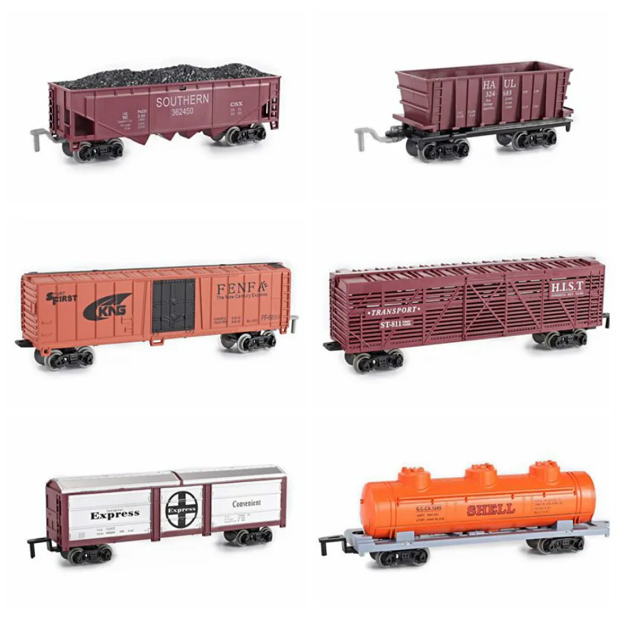 2pcs Plastic TTrain Container Railroad Layout General Train Accessories Tanker Freight  Coal Carriage Passager Car