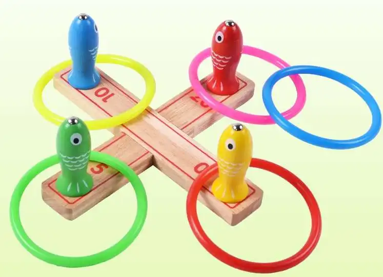 Holz Magnetischen Angeln Ring Spiel Frühen Bildung Puzzle Spielzeug Familie Kinder Vaterschafts Übung Werfen 2021