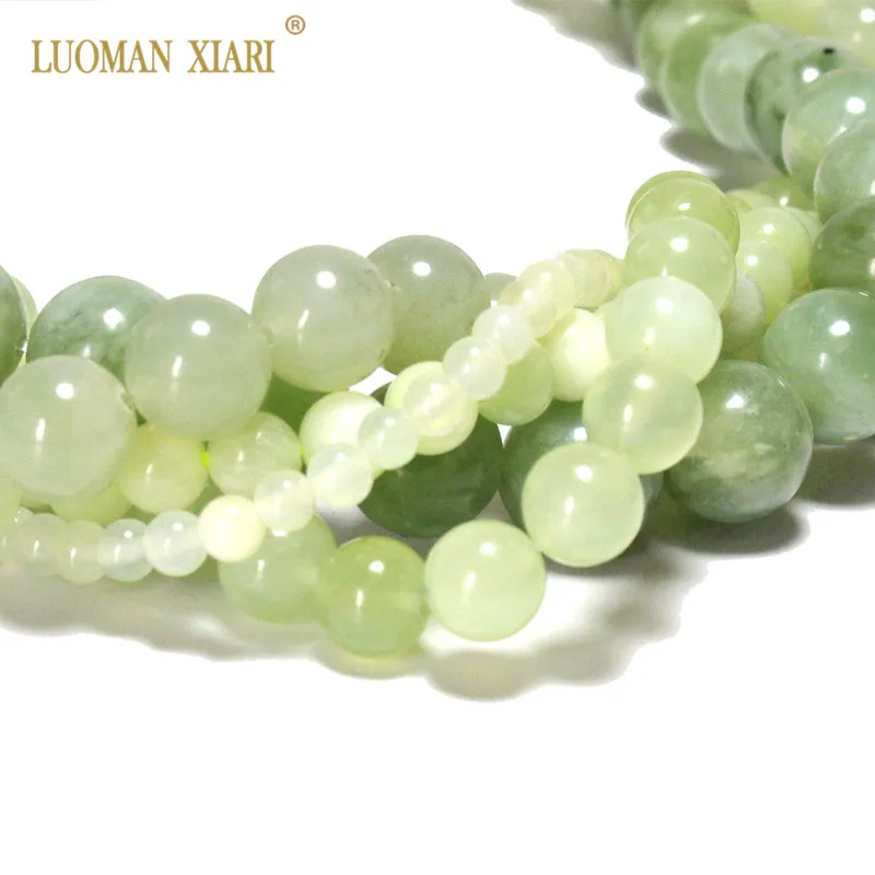Wholesale Natural Round New Jades Green Loose Stone Beads For Jewelry Making DIY Bracelet Necklace 4/6/8/10/12 mm Strand 15\'\'
