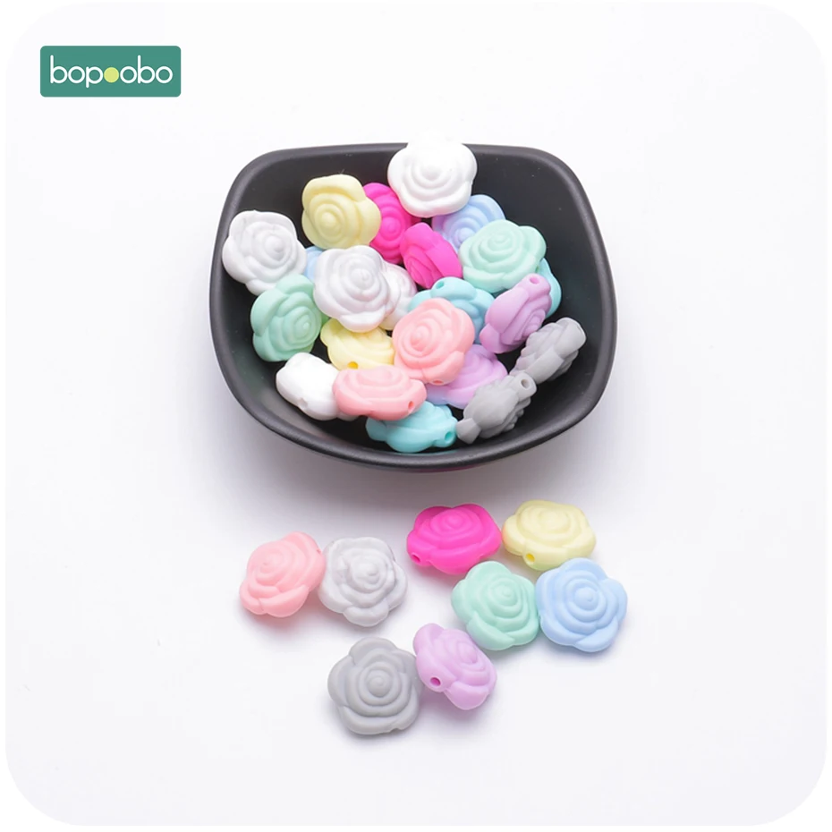 

Bopoobo 20 шт Мини силиконовый цветок Прорезыватель детская кровать подвесные погремушки игрушки, не содержащие БИСФЕНОЛ Силиконовые Прорезыватели соски цепи аксессуары