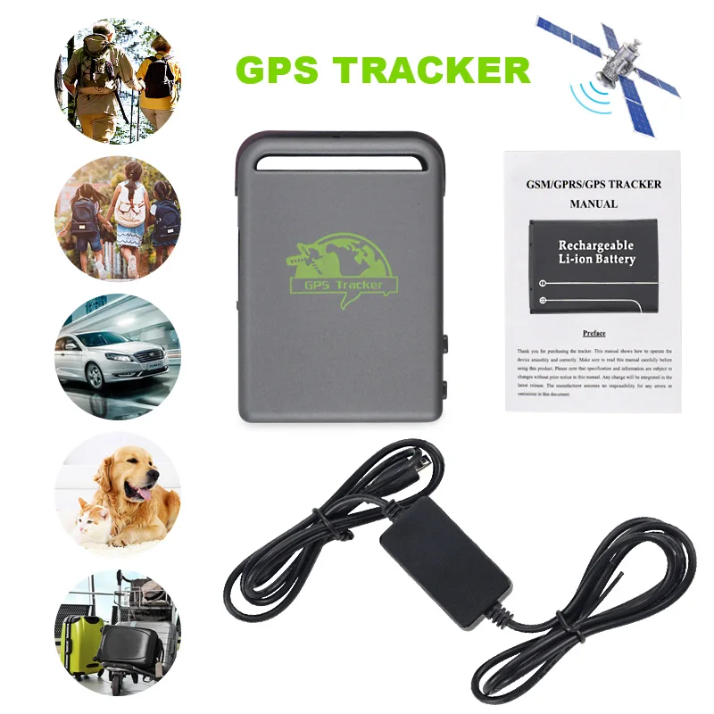 Mini TK102B GPS Tracker Real-time Vehicle GSM GPRS Car Trackers Tracking Locator Device with car charger battery