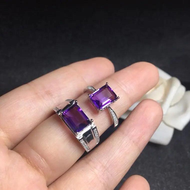 The best gift for Valentine's Day Natural Amethyst Ring For Your Lover Couple Rings Amethyst  Lover's Ring 925 sterling silver